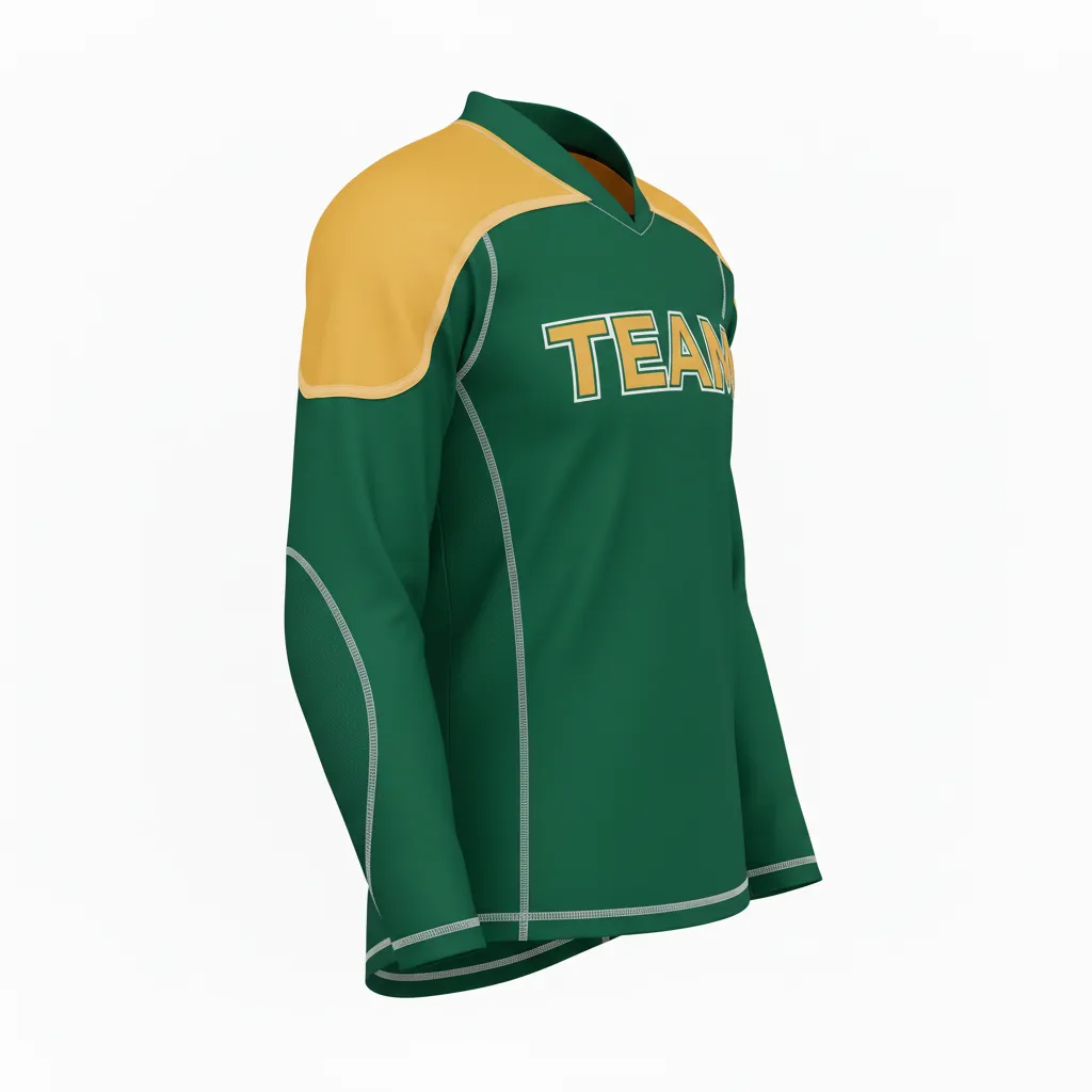 Custom Ice Hockey Compression Base Layer - Gold, White - Forest - Side View - Kinexa Sportswear