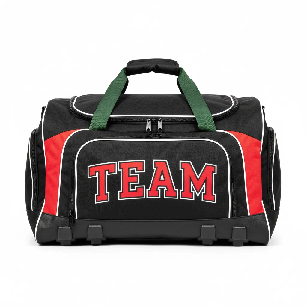 Custom Ice Hockey Equipment Bag - Black, Red, White - Equipmentbag - Front View - Kinexa Sportswear