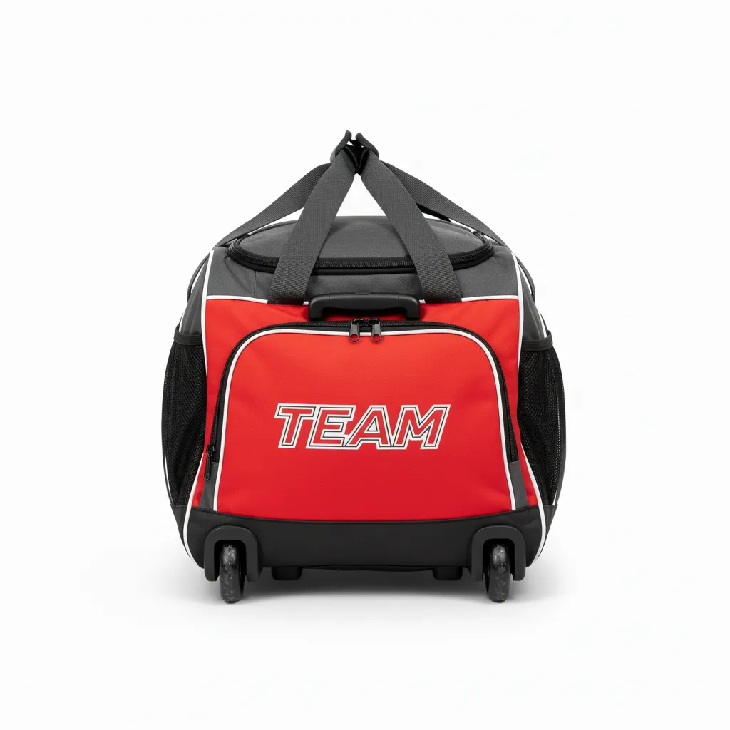 Custom Ice Hockey Equipment Bag - Red, White - Equipmentbag Charcoal - Back View - Kinexa Sportswear