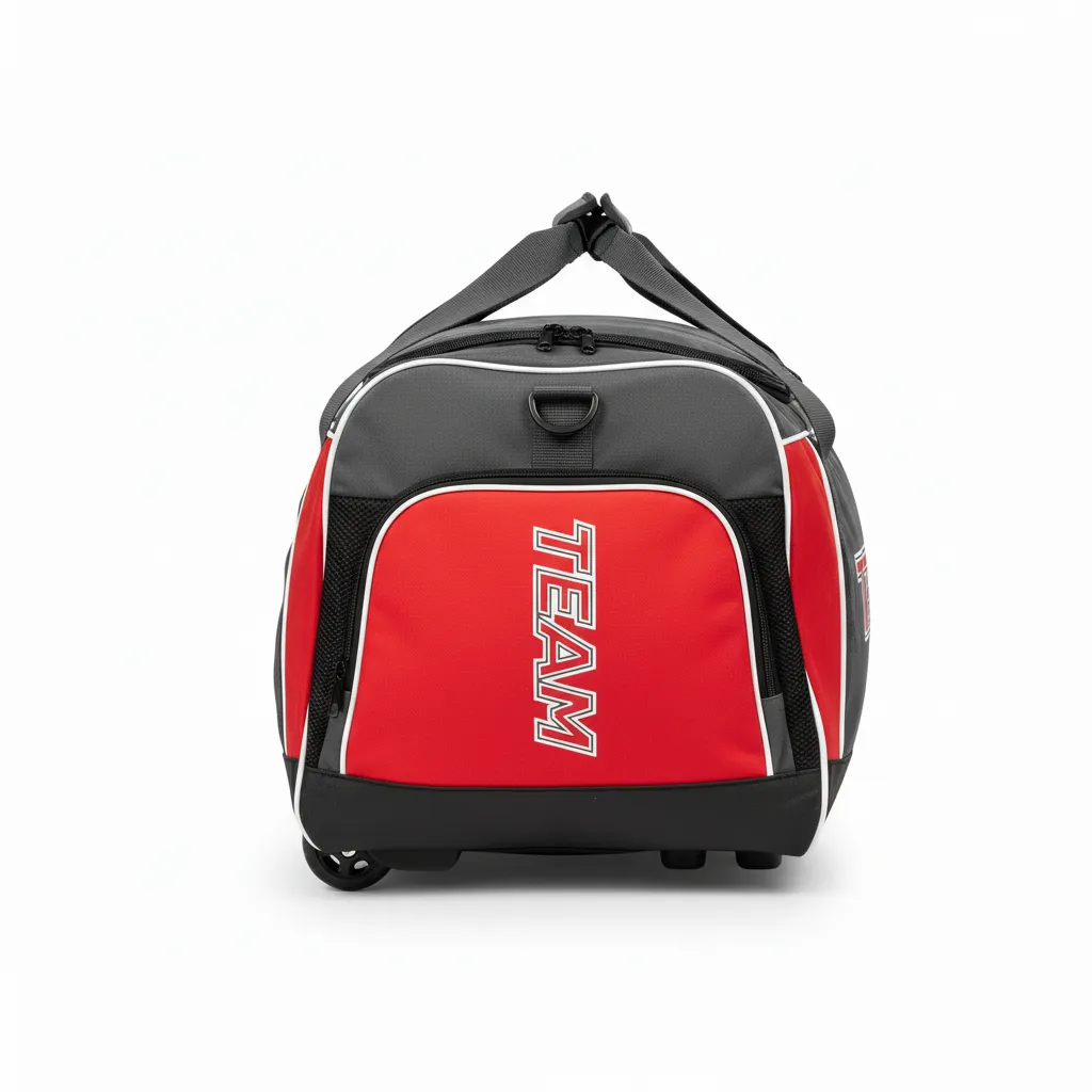 Custom Ice Hockey Equipment Bag - Red, White - Equipmentbag Charcoal - Side View - Kinexa Sportswear