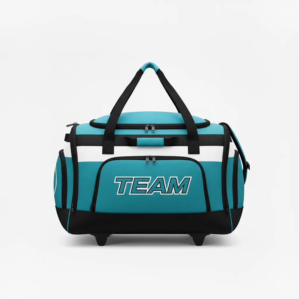 Custom Ice Hockey Equipment Bag - Black, White - Equipmentbag Columbia - Front View - Kinexa Sportswear