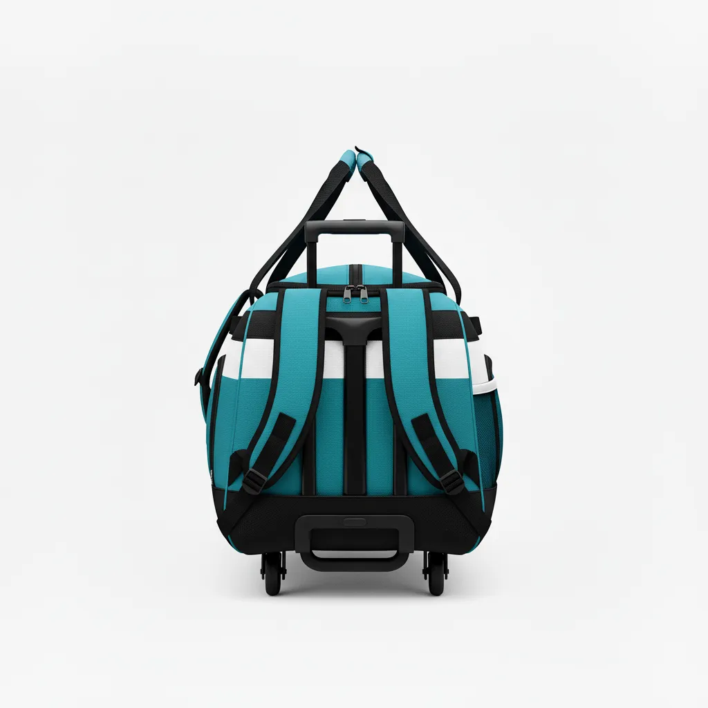 Custom Ice Hockey Equipment Bag - White, Navy - Equipmentbag Columbia - Back View - Kinexa Sportswear