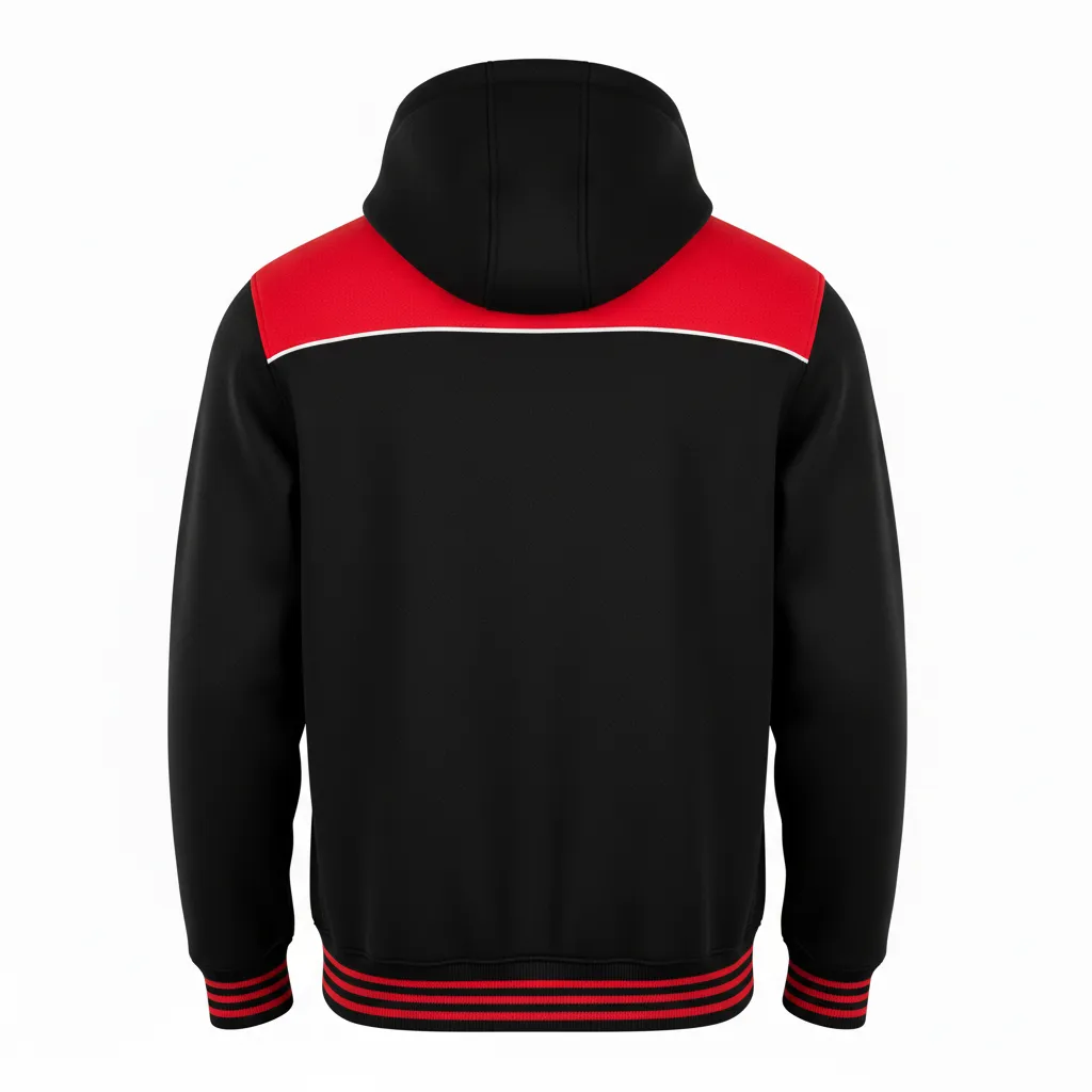 Custom Ice Hockey Full Zip Hoodie - Black, Red, White - Fullzip - Back View - Kinexa Sportswear