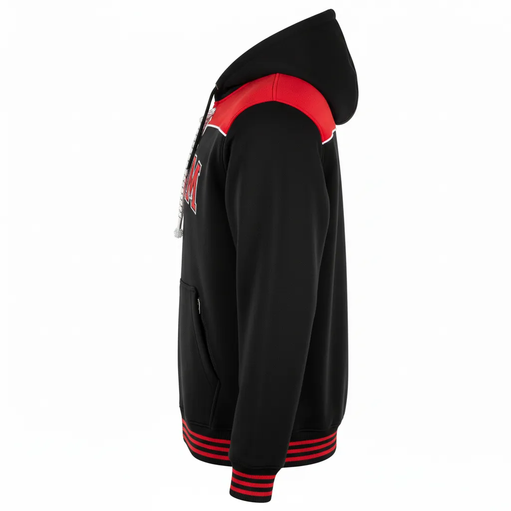 Custom Ice Hockey Full Zip Hoodie - Black, Red, White - Fullzip - Side View - Kinexa Sportswear