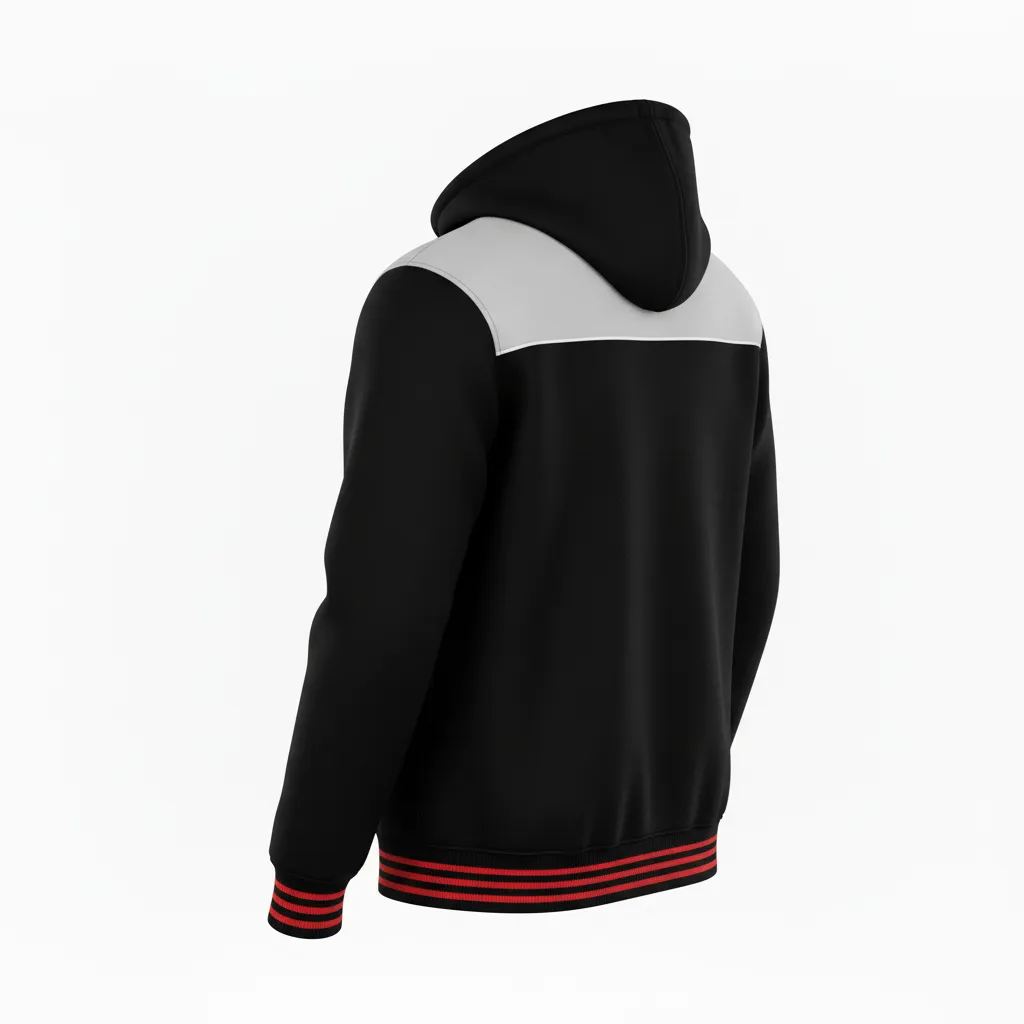 Custom Ice Hockey Full Zip Hoodie - Black, Silver, White - Fullzip - Back View - Kinexa Sportswear