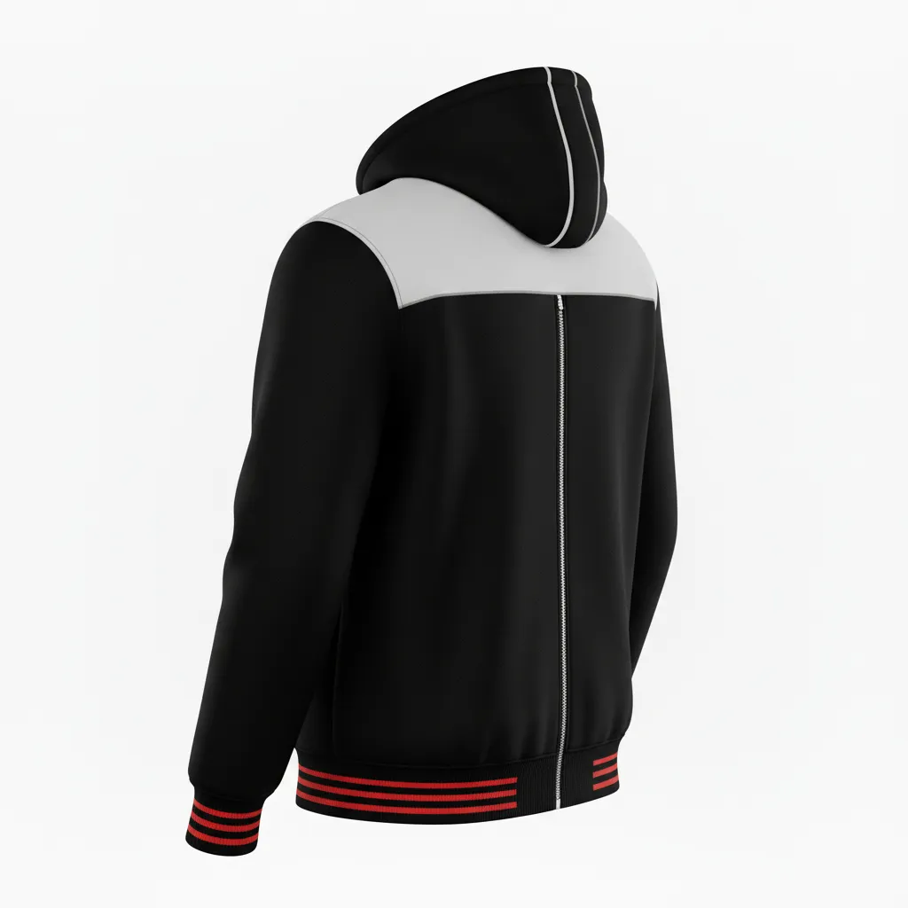 Custom Ice Hockey Full Zip Hoodie - Black, White, Grey - Fullzip - Back View - Kinexa Sportswear