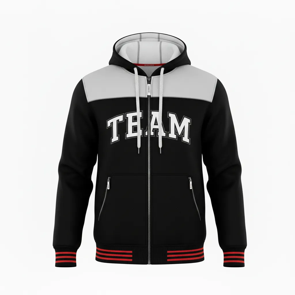 Custom Ice Hockey Full Zip Hoodie - Black, White, Grey - Fullzip - Front View - Kinexa Sportswear