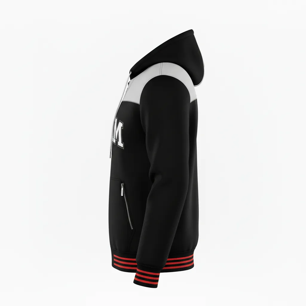 Custom Ice Hockey Full Zip Hoodie - Black, White, Grey - Fullzip - Side View - Kinexa Sportswear