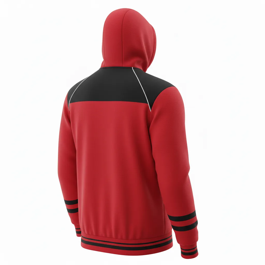 Custom Ice Hockey Full Zip Hoodie - Black, White - Fullzip Cardinal - Back View - Kinexa Sportswear
