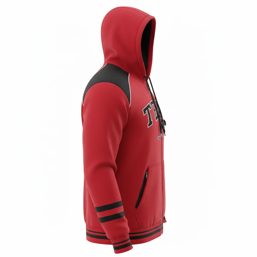Custom Ice Hockey Full Zip Hoodie - Black, White - Fullzip Cardinal - Side View - Kinexa Sportswear