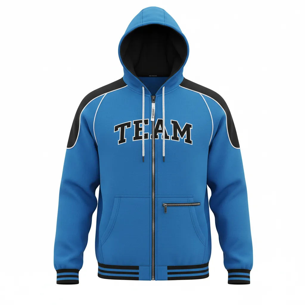 Custom Ice Hockey Full Zip Hoodie - Black, White - Fullzip Columbia - Front View - Kinexa Sportswear
