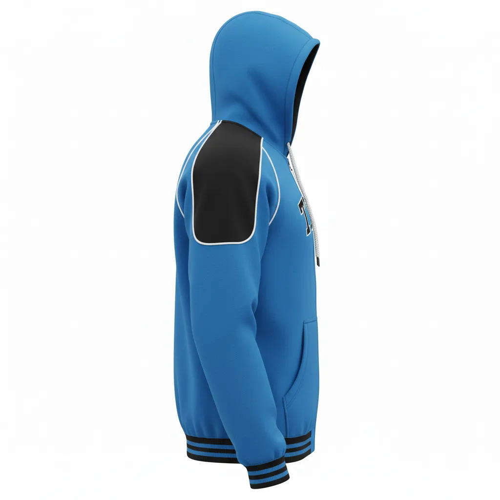 Custom Ice Hockey Full Zip Hoodie - Black, White - Fullzip Columbia - Side View - Kinexa Sportswear