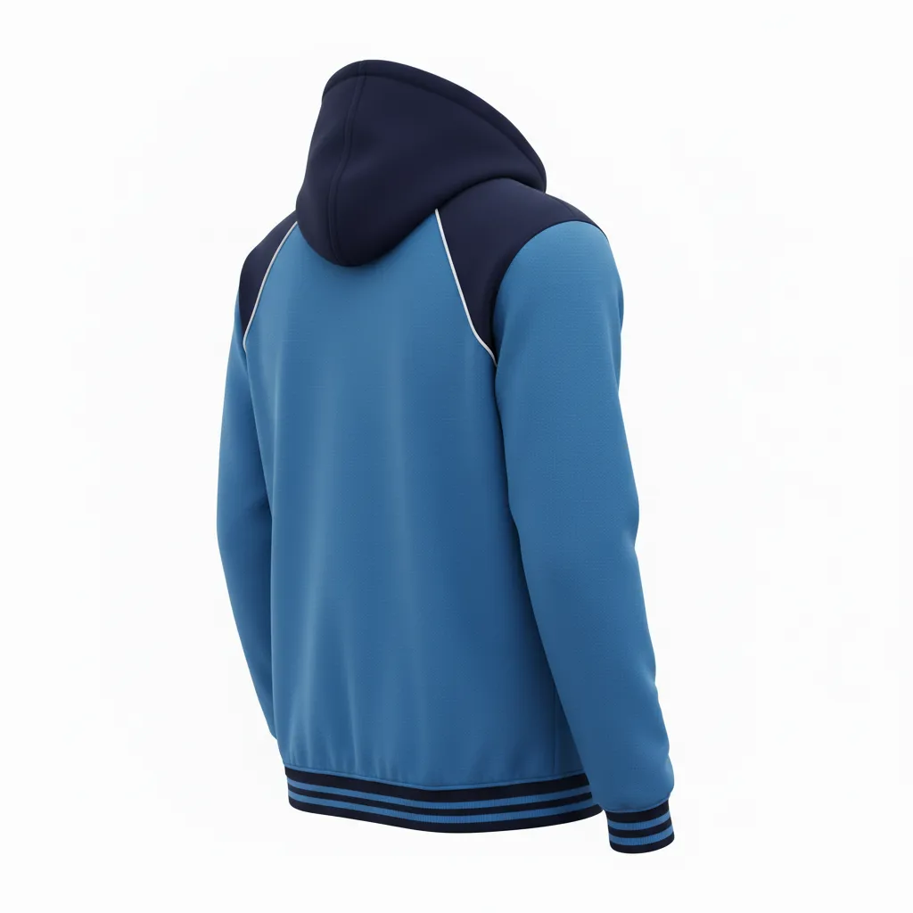Custom Ice Hockey Full Zip Hoodie - Navy, White - Fullzip Columbia - Back View - Kinexa Sportswear