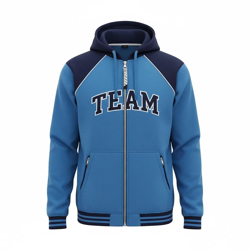 Custom Ice Hockey Full Zip Hoodie - Navy, White - Fullzip Columbia - Front View - Kinexa Sportswear
