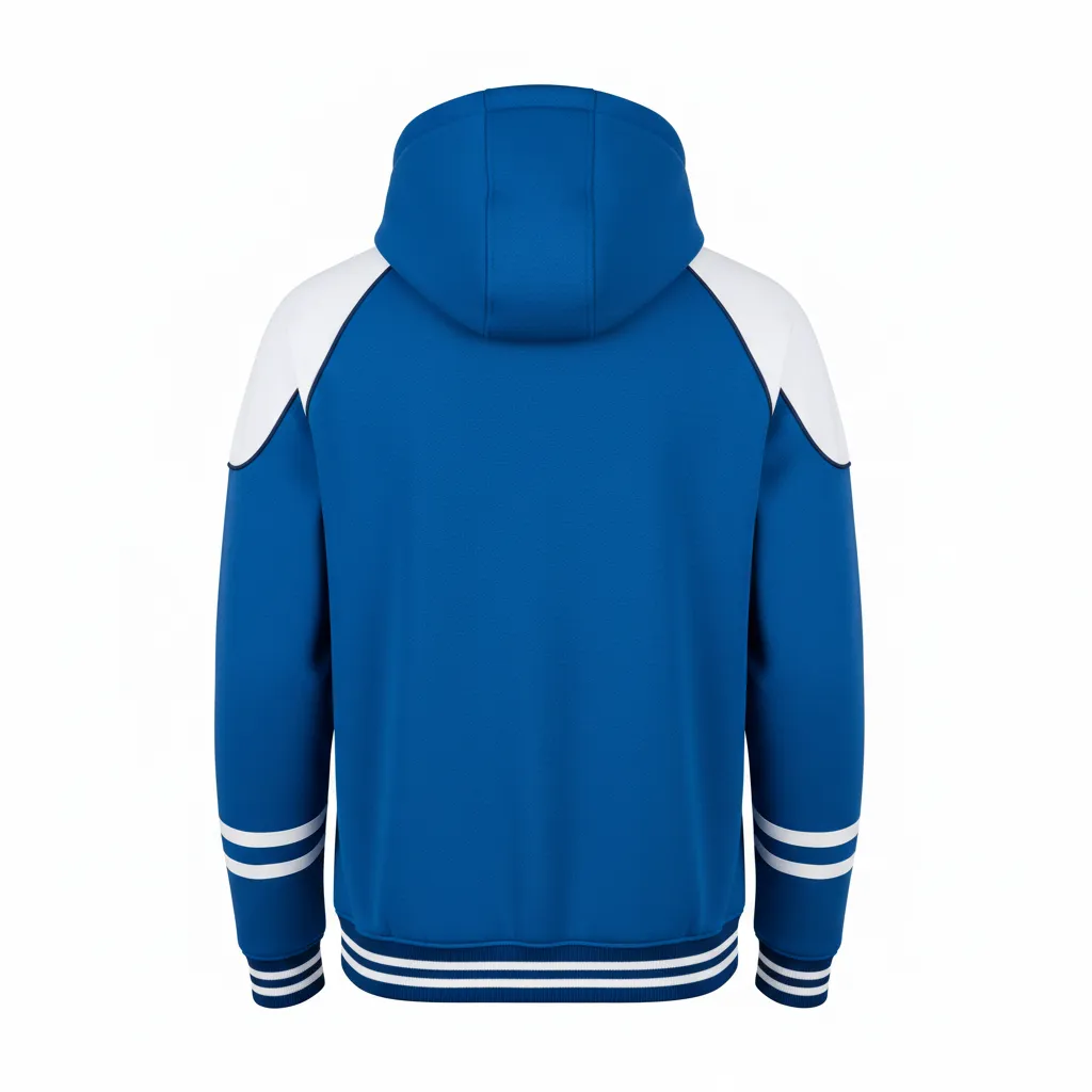 Custom Ice Hockey Full Zip Hoodie - White, Navy - Fullzip Columbia - Back View - Kinexa Sportswear