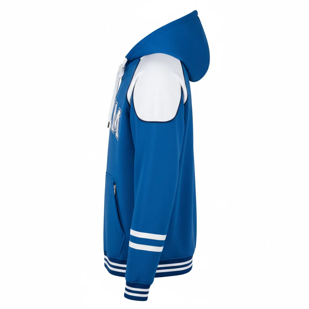 Custom Ice Hockey Full Zip Hoodie - White, Navy - Fullzip Columbia - Side View - Kinexa Sportswear