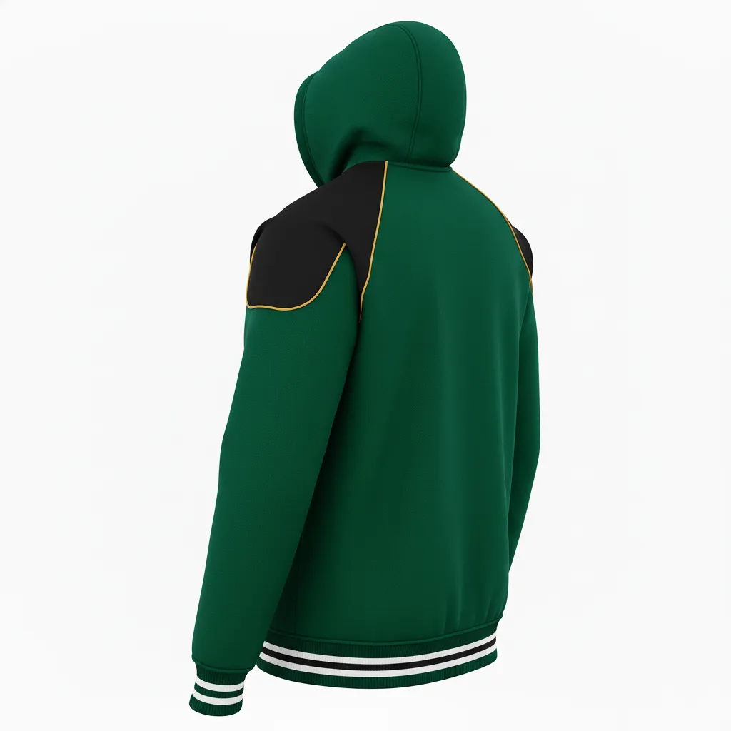 Custom Ice Hockey Full Zip Hoodie - Black, Gold - Fullzip Forest - Back View - Kinexa Sportswear