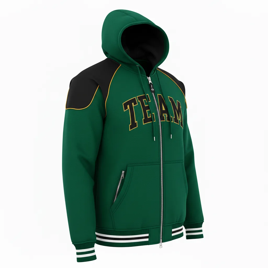 Custom Ice Hockey Full Zip Hoodie - Black, Gold - Fullzip Forest - Front View - Kinexa Sportswear
