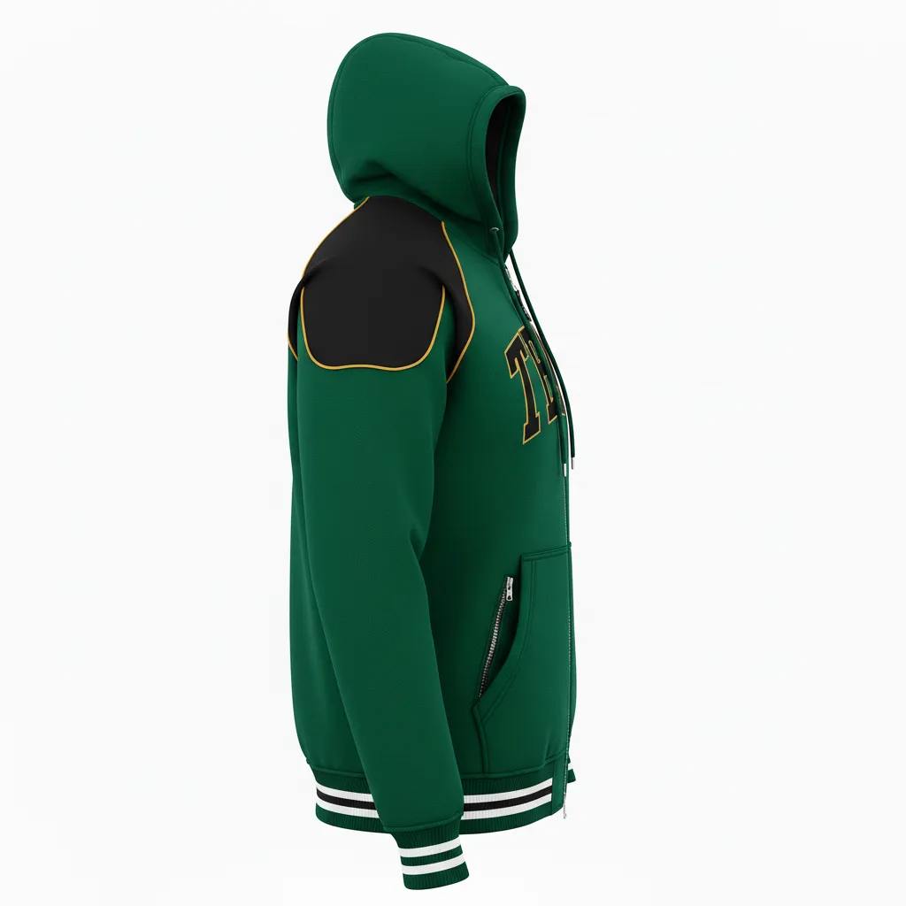 Custom Ice Hockey Full Zip Hoodie - Black, Gold - Fullzip Forest - Side View - Kinexa Sportswear