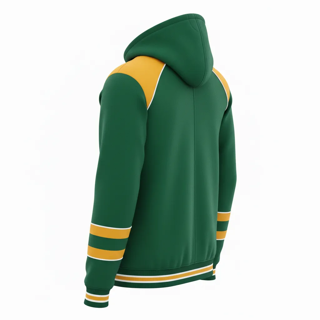 Custom Ice Hockey Full Zip Hoodie - Gold, White - Fullzip Forest - Back View - Kinexa Sportswear