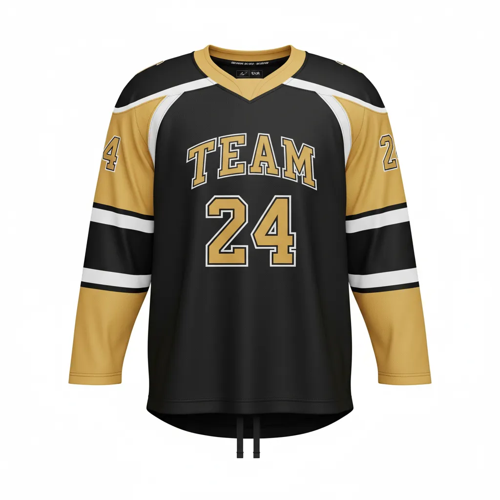 Custom Ice Hockey Game Day Away Jersey - Black - Front View - Kinexa Sportswear