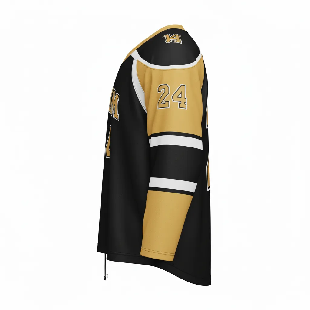 Custom Ice Hockey Game Day Away Jersey - Black - Side View - Kinexa Sportswear