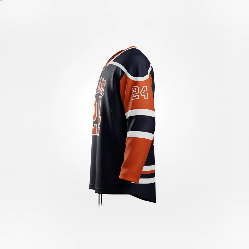 Custom Ice Hockey Game Day Away Jersey - Black, Silver - Side View - Kinexa Sportswear