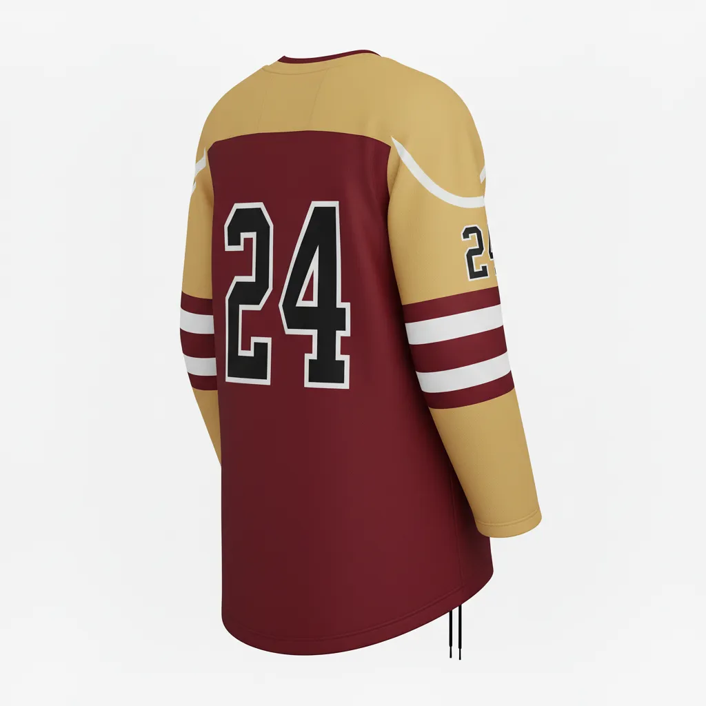 Custom Ice Hockey Game Day Away Jersey - Gold - Cardinal - Back View - Kinexa Sportswear