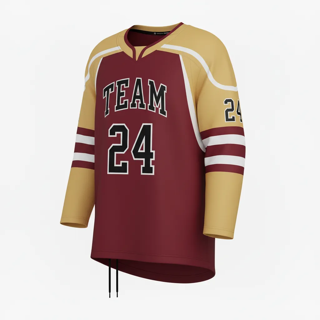 Custom Ice Hockey Game Day Away Jersey - Gold - Cardinal - Front View - Kinexa Sportswear
