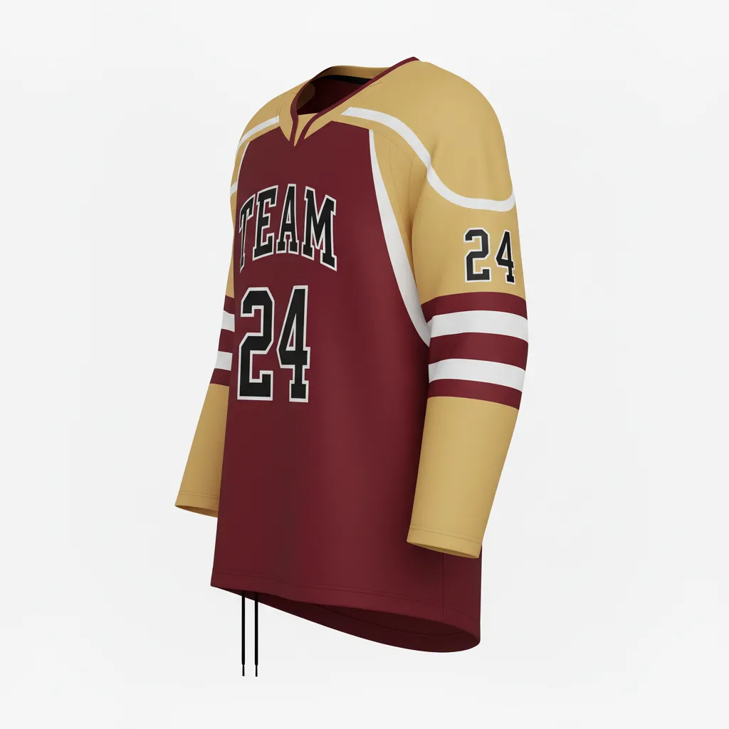 Custom Ice Hockey Game Day Away Jersey - Gold - Cardinal - Side View - Kinexa Sportswear