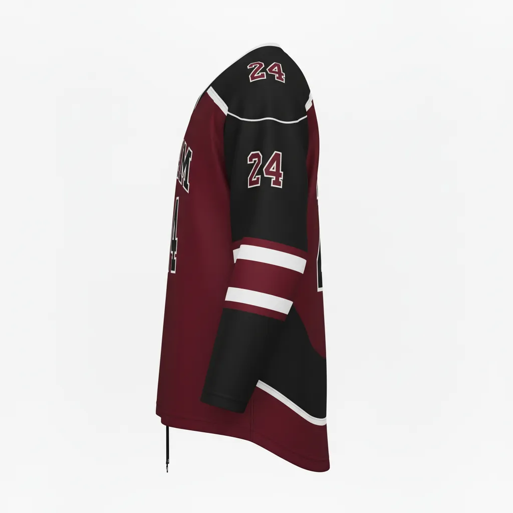 Custom Ice Hockey Game Day Away Jersey - Custom Design - Cardinal Power - Side View - Kinexa Sportswear