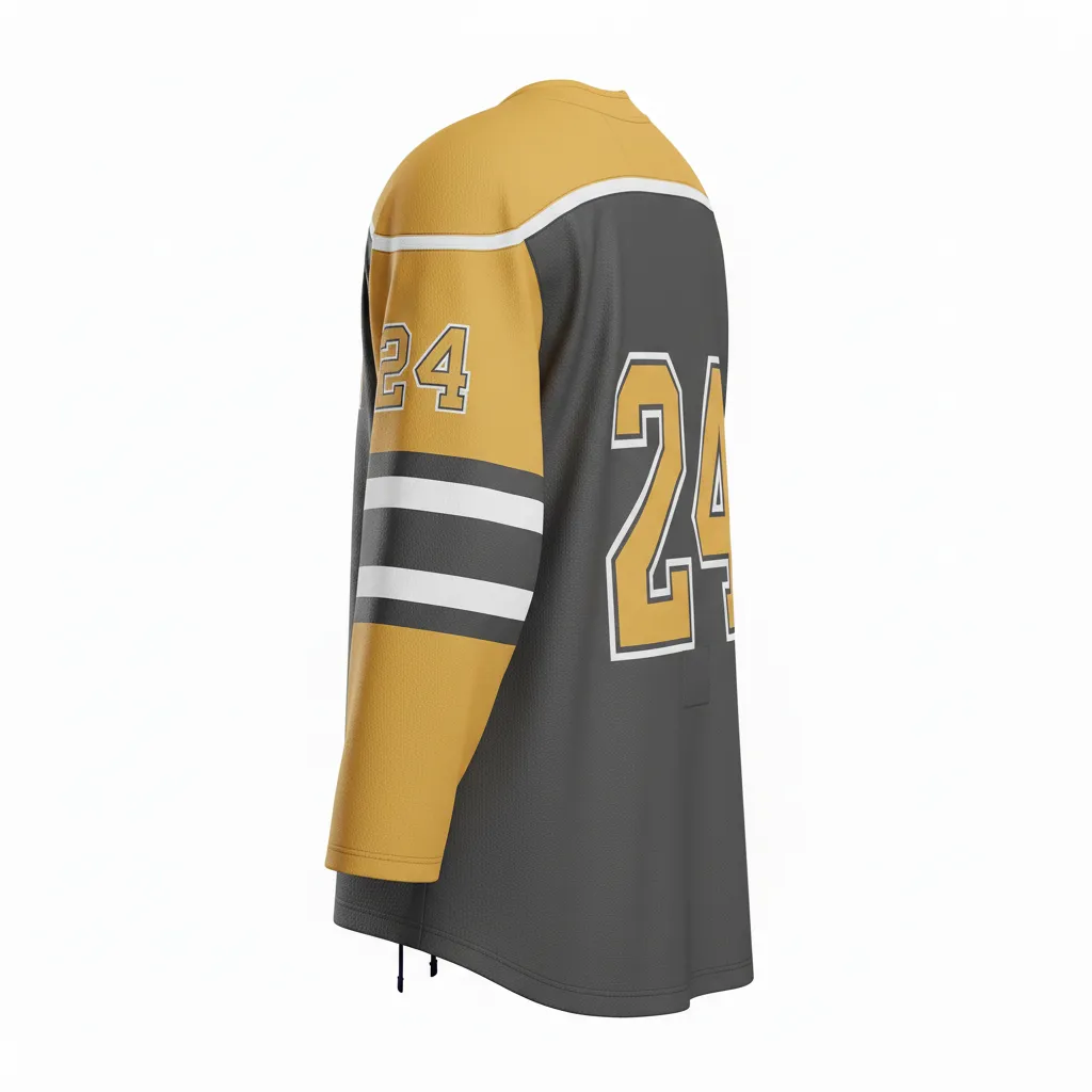 Custom Ice Hockey Game Day Away Jersey - Gold - Charcoal - Back View - Kinexa Sportswear