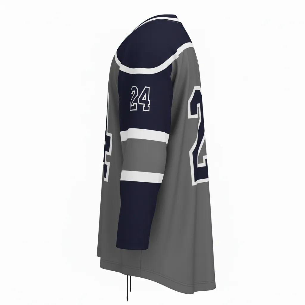 Custom Ice Hockey Game Day Away Jersey - Navy - Charcoal - Back View - Kinexa Sportswear