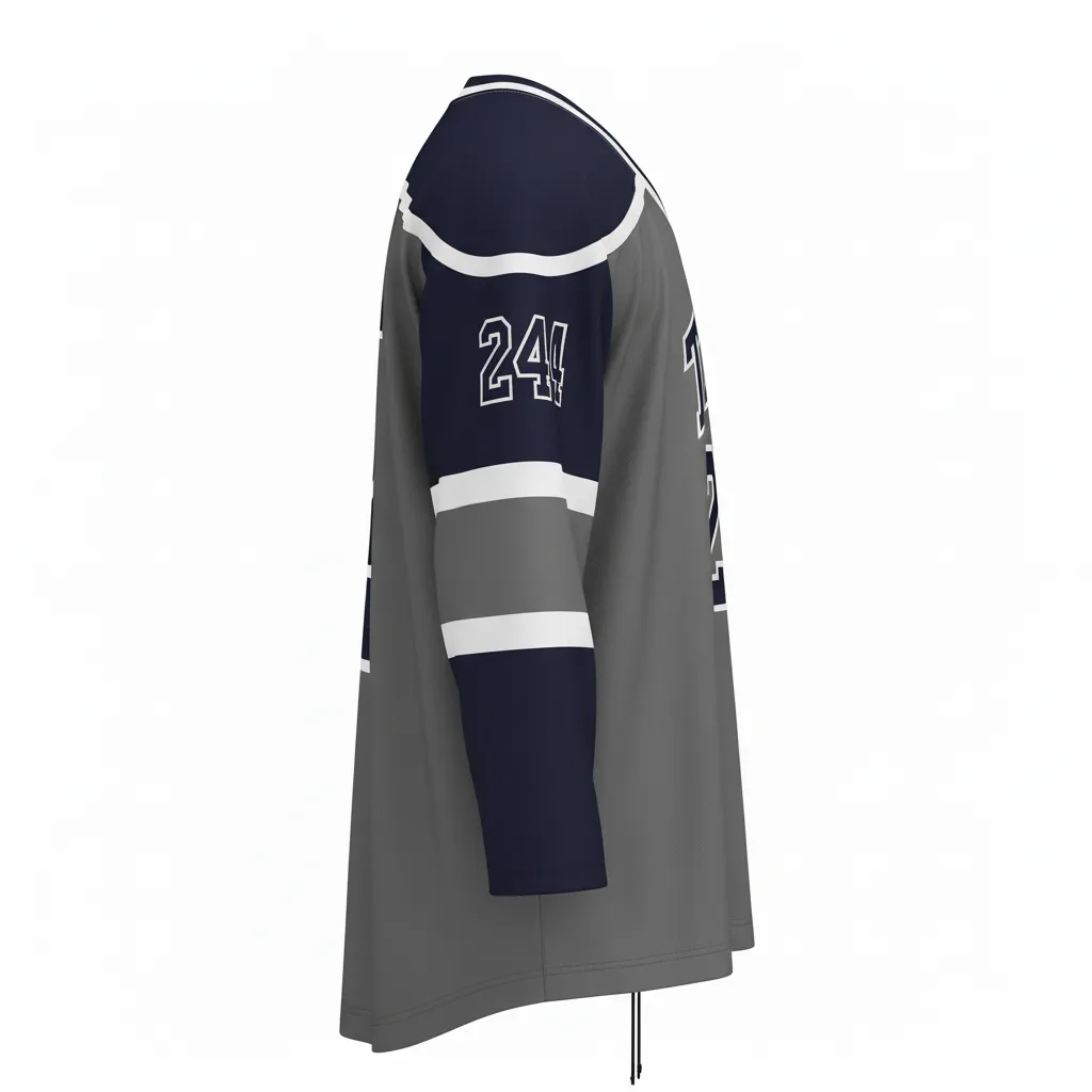 Custom Ice Hockey Game Day Away Jersey - Navy - Charcoal - Side View - Kinexa Sportswear