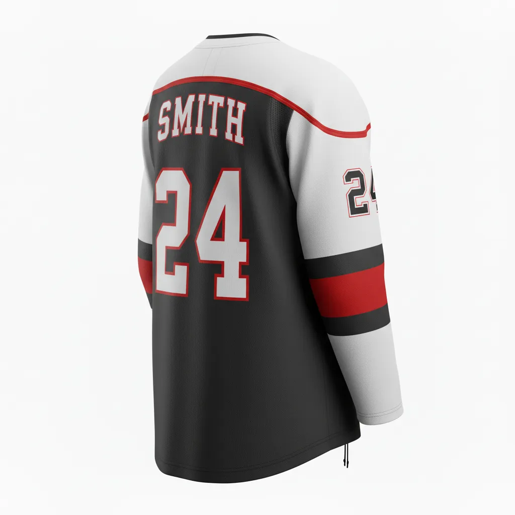 Custom Ice Hockey Game Day Away Jersey - Custom Design - Charcoal Shadow - Back View - Kinexa Sportswear