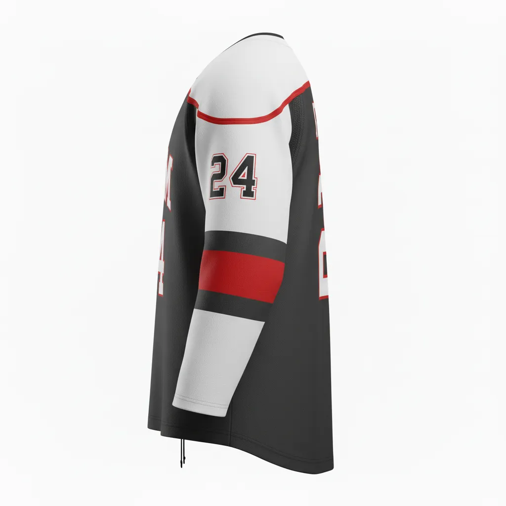 Custom Ice Hockey Game Day Away Jersey - Custom Design - Charcoal Shadow - Side View - Kinexa Sportswear