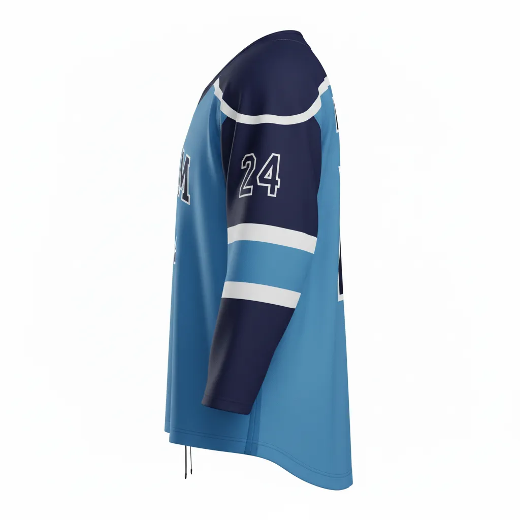Custom Ice Hockey Game Day Away Jersey - Navy - Columbia - Side View - Kinexa Sportswear