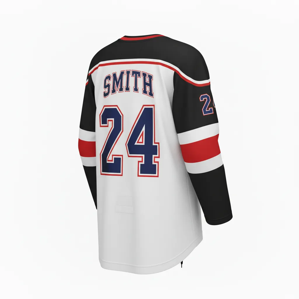 Custom Ice Hockey Game Day Home Jersey - Black, Red - Back View - Kinexa Sportswear