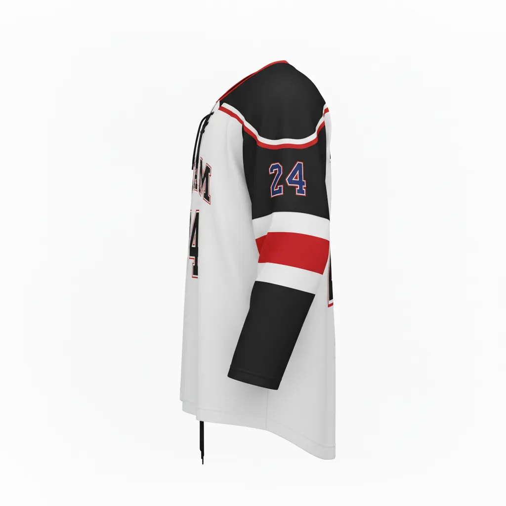 Custom Ice Hockey Game Day Home Jersey - Black, Red - Side View - Kinexa Sportswear
