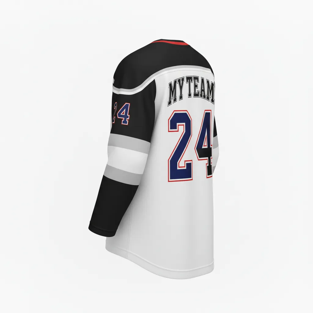 Custom Ice Hockey Game Day Home Jersey - Black, Silver - Back View - Kinexa Sportswear