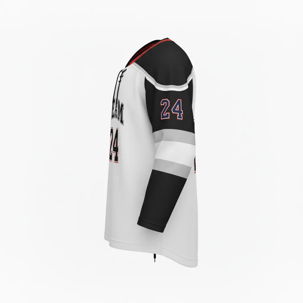 Custom Ice Hockey Game Day Home Jersey - Black, Silver - Side View - Kinexa Sportswear