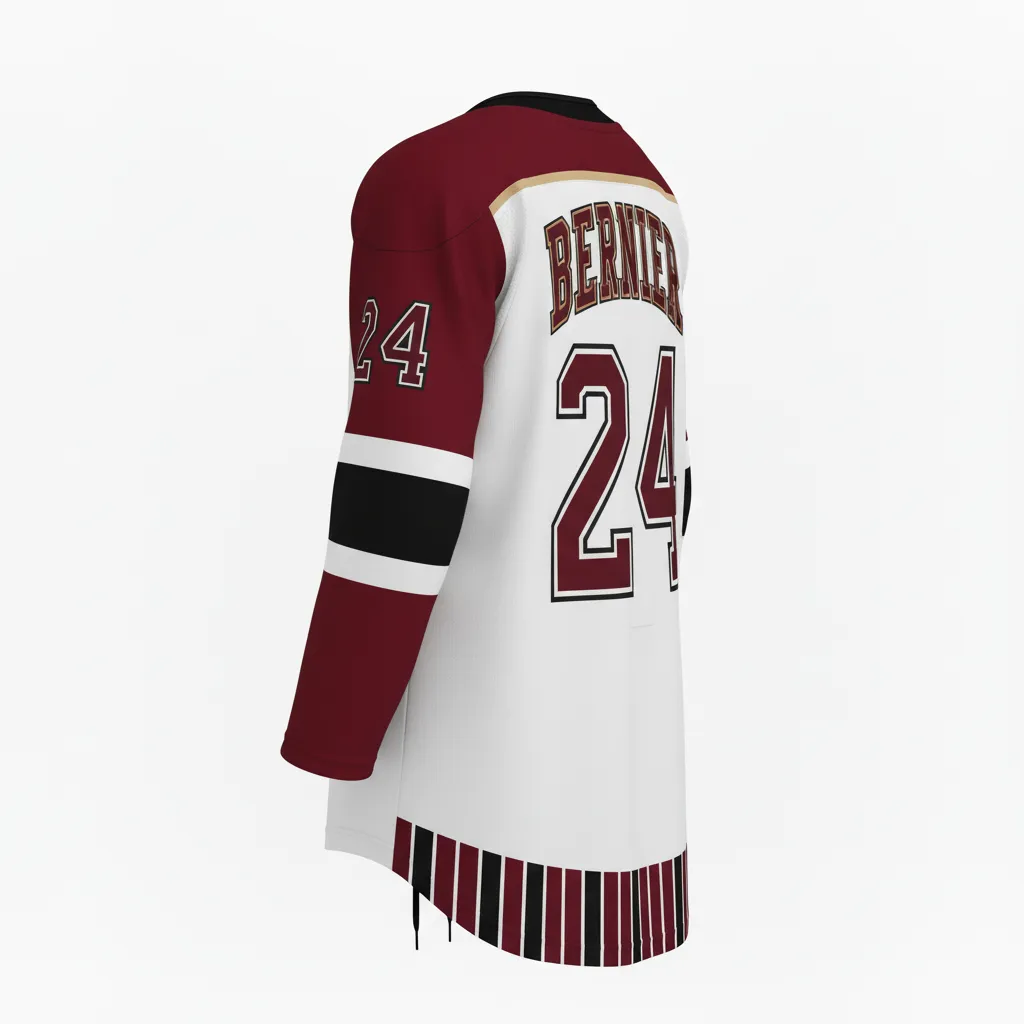 Custom Ice Hockey Game Day Home Jersey - Burgundy, Silver - Back View - Kinexa Sportswear