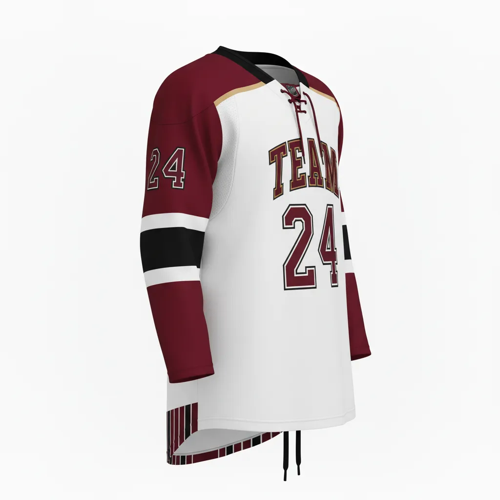 Custom Ice Hockey Game Day Home Jersey - Burgundy, Silver - Front View - Kinexa Sportswear