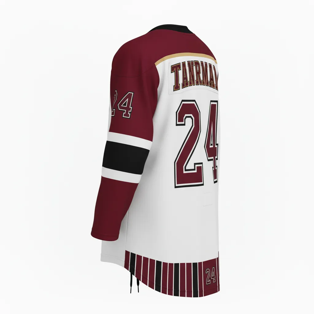 Custom Ice Hockey Game Day Home Jersey - Gold - Cardinal - Back View - Kinexa Sportswear