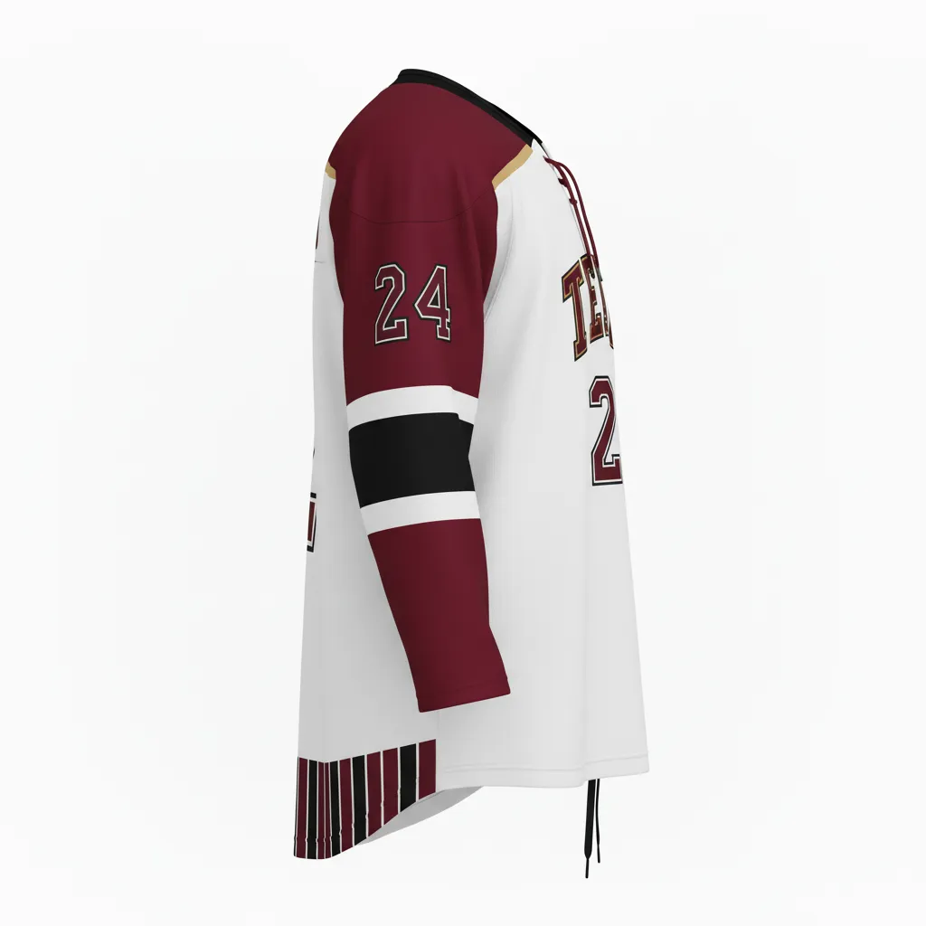 Custom Ice Hockey Game Day Home Jersey - Gold - Cardinal - Side View - Kinexa Sportswear