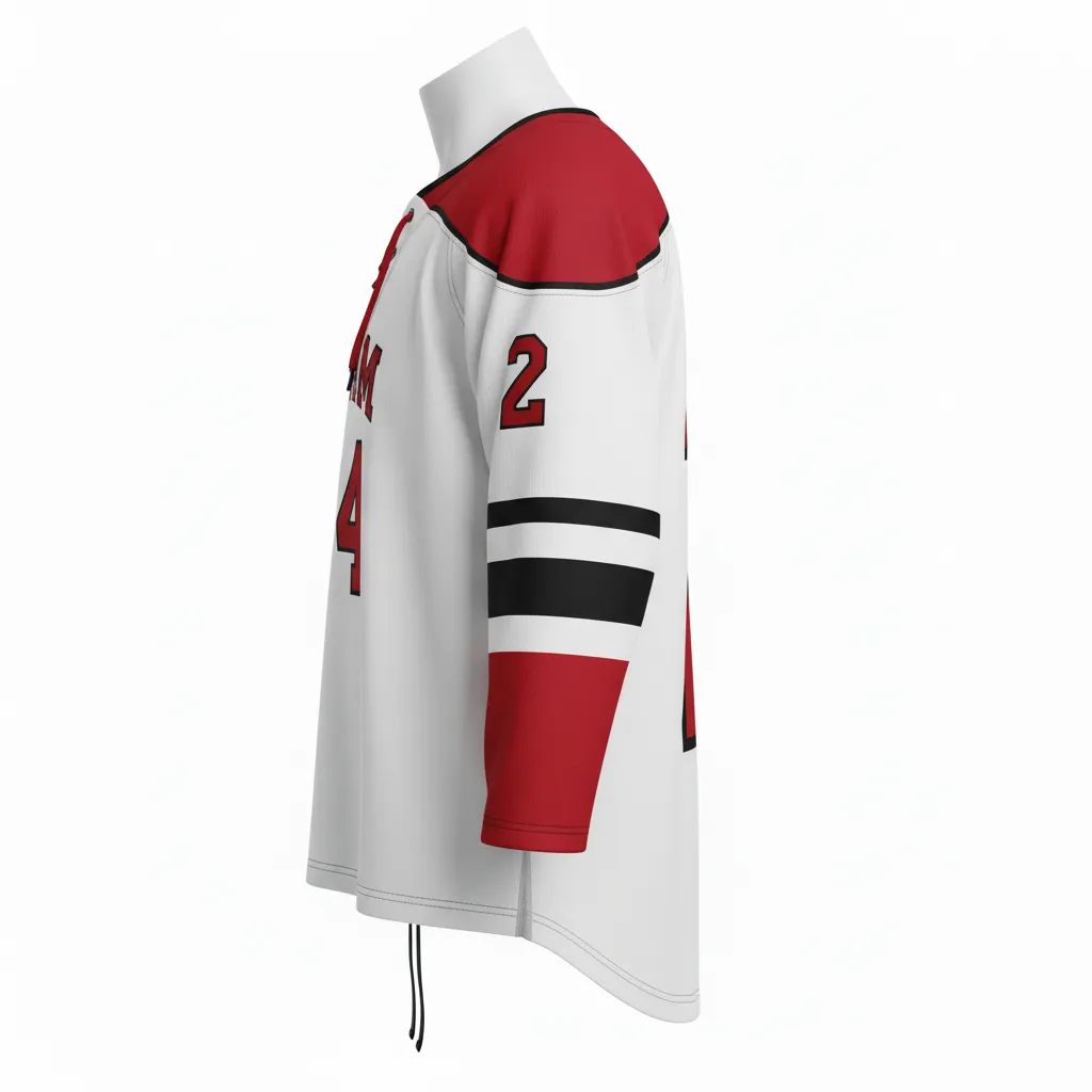 Custom Ice Hockey Game Day Home Jersey - Custom Design - Cardinal Power - Side View - Kinexa Sportswear