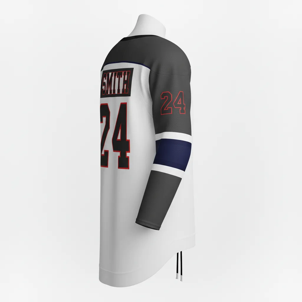 Custom Ice Hockey Game Day Home Jersey - Navy - Charcoal - Back View - Kinexa Sportswear