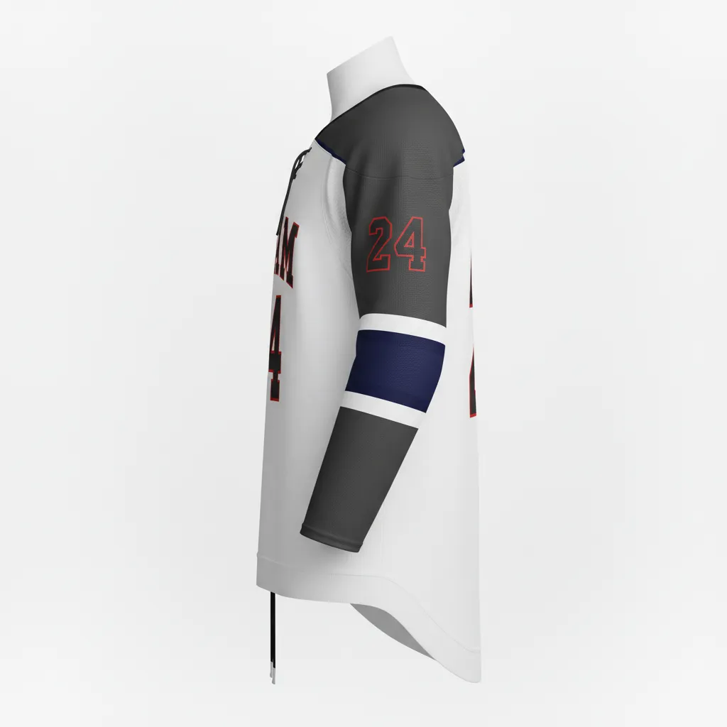 Custom Ice Hockey Game Day Home Jersey - Navy - Charcoal - Side View - Kinexa Sportswear