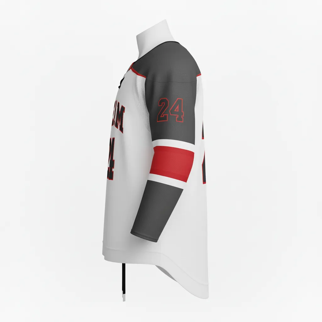 Custom Ice Hockey Game Day Home Jersey - Red - Charcoal - Back View - Kinexa Sportswear