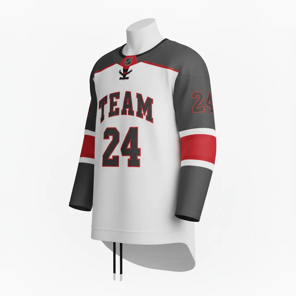 Custom Ice Hockey Game Day Home Jersey - Red - Charcoal - Front View - Kinexa Sportswear